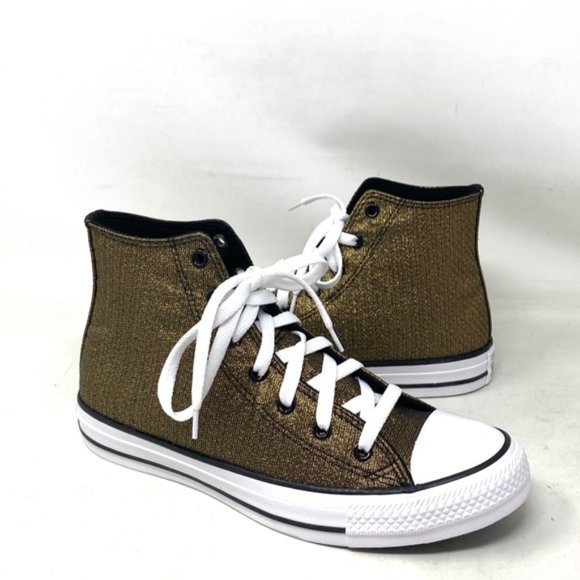 Converse Chuck Taylor Shoes Black Gold Canvas Kid Women Casual Sneakers A05388F - Picture 4 of 9